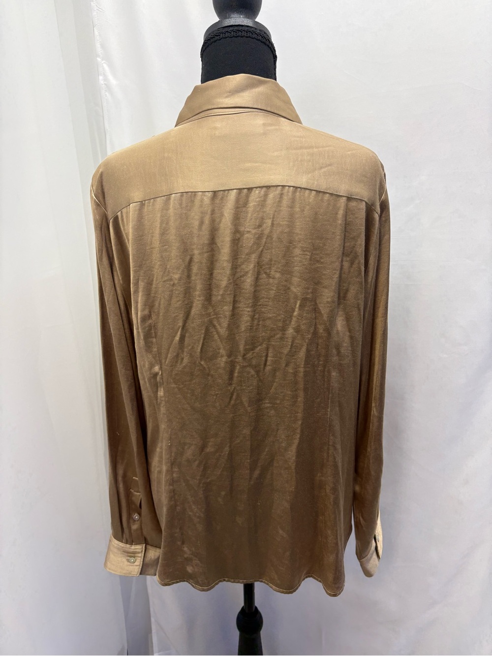 Madewell Enzo Satin Button-Up Blouse Bronze Gold Women’s Size 14 Quiet Luxury - Picture 4 of 7